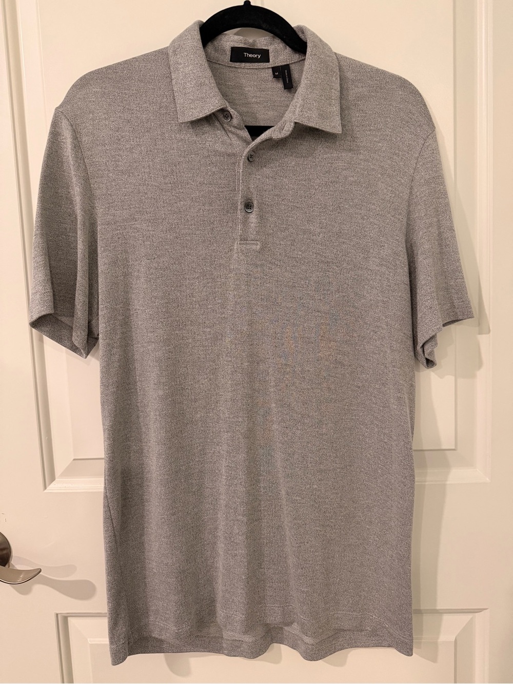 Theory Men’s Heather Gray Modal Blend Short Sleeve Polo Shirt Size M